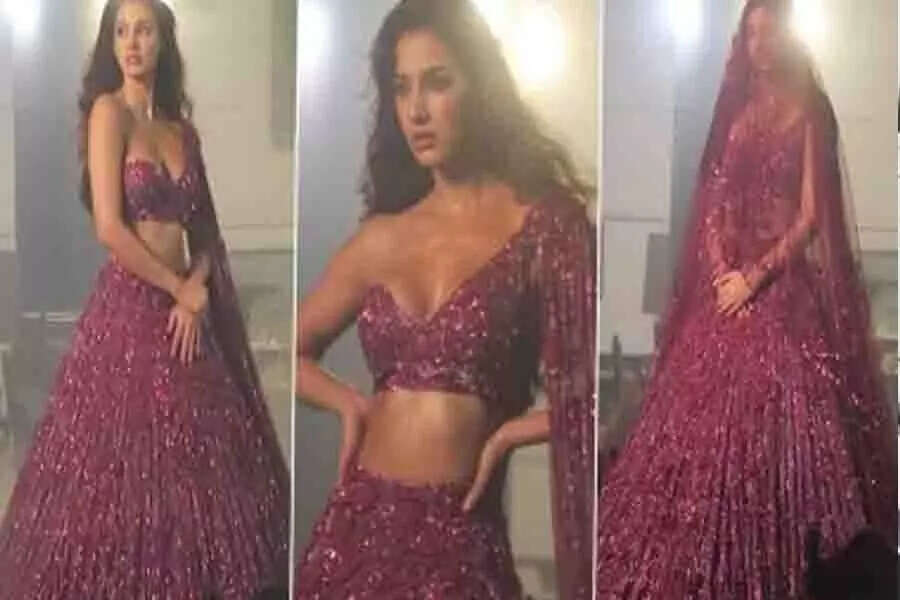  दिशा पाटनी ने डीप नेक ब्लाउज के साथ मरुन कलर के लहंगे में दिए कातिलाना पोज, देखिये वीडियो