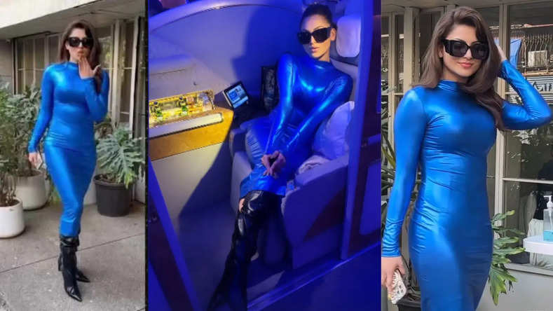 Actress Urvashi Rautela Looks Electrifying As She Bedazzled In Edgy Metallic Blue Outfit