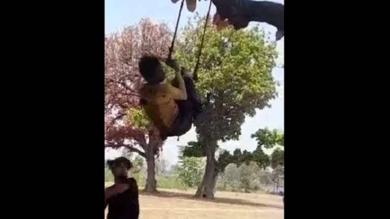 छत्तीसगढ़ के बिलासपुर में मानवता को शर्मसार करने वाली घटना आई सामने, कैमरे के सामने युवक को पेड़ से उल्टा लटका कर पीटा