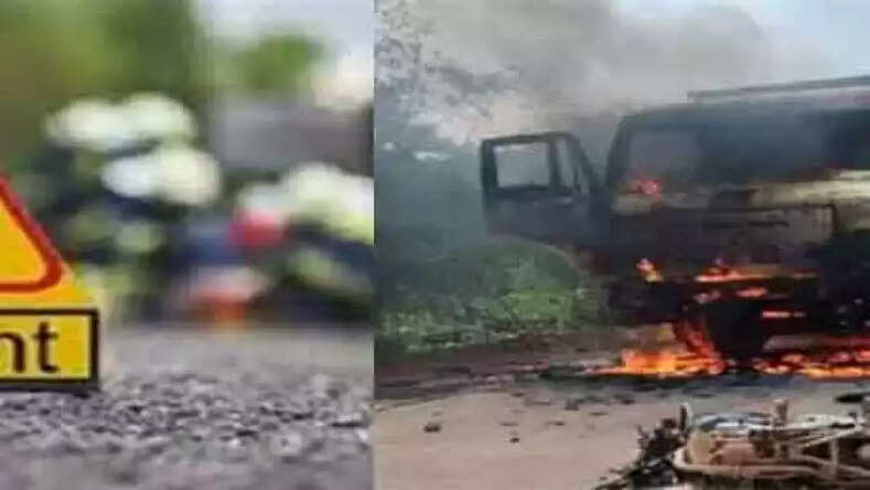 Chhattisgarh News : रायपुर में तेज रफ्तार हाइवा ने 2 छात्रों को कुचला, गुस्साए ग्रामीणों हाइवा को फूंका