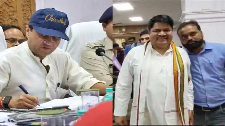 सिंधिया के सम्मान में झुके कांग्रेस MLA कैलाश कुशवाह; पहनई माला फिर छुए पैर... क्या BJP में होंगे शामिल?