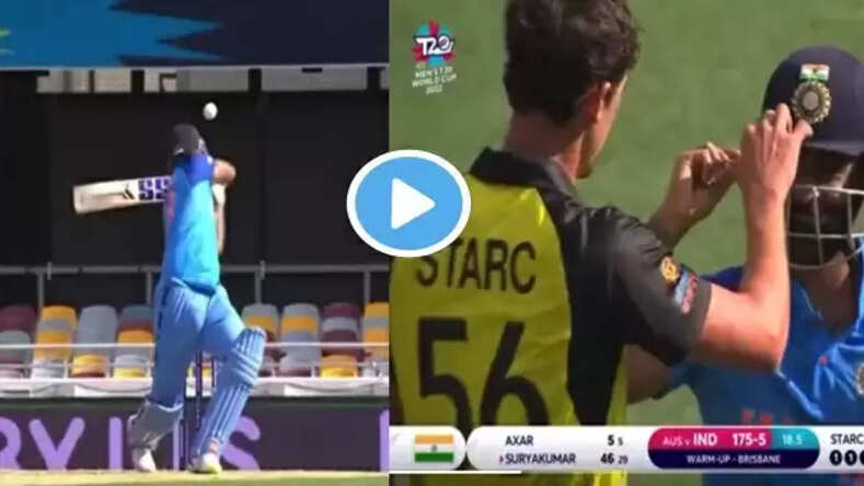 सूर्या के सिर पर मिचेल स्टार्क की बाउंसर, गेंद से टूट गया उनके हेलमेट का किनारा