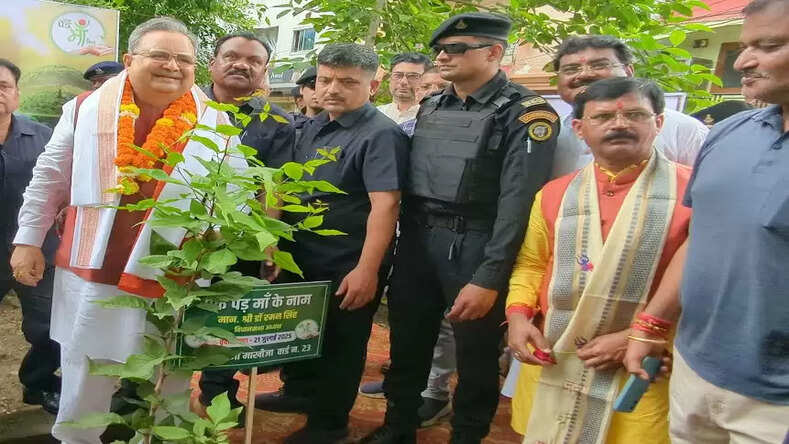 CG News:विधानसभा अध्यक्ष डॉ. रमन सिंह ने लालबाग राजनांदगांव में एक पेड़ मां के नाम अभियान अंतर्गत किया पौधरोपण