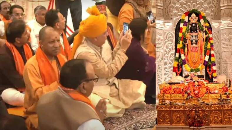 Ram Mandir: मुख्यमंत्री योगी आदित्यनाथ के साथ विधायक और मंत्रियों ने अयोध्या में रामलला के किये दर्शन