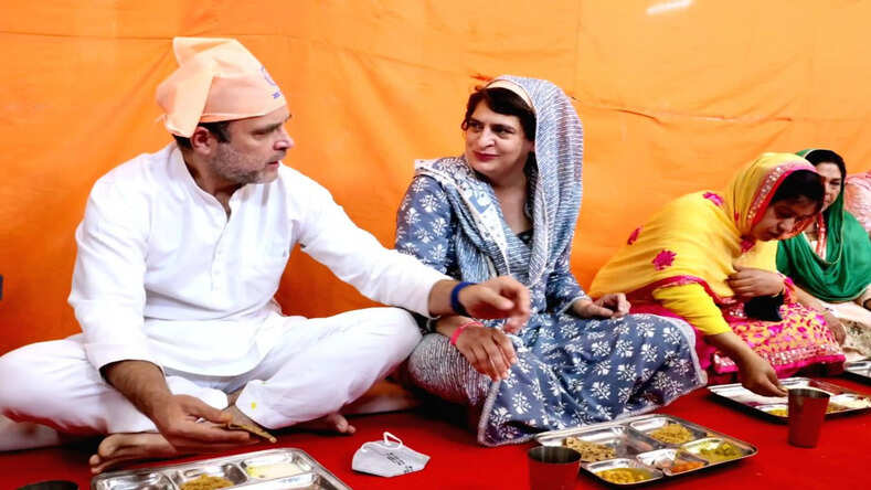 Election 2022: संत रविदास जयंती पर वाराणसी पहुंचे Rahul और Priyanka, मंदिर में मत्था टेका और लंगर छका